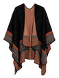 Urban CoCo Women's Color Block Shawl Wrap Open Front Poncho Cape - color: Series 20-black