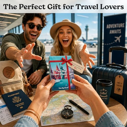 50 Scratch-Off Travel Challenge Cards - Unique Travel Gift for Women, Men, Couples & Travelers - Instant Adventure Ideas & Prompts for Trips or Hometown