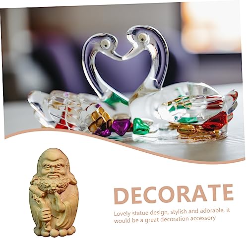 Wood Carved Bodhidharma Statue Unique Wooden Ornament for Home and Tea Room Decor Handcrafted Craft Meditation and Zen Spaces