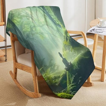 Woman Meditation Jungle Green Ultra Soft Flannel Fleece Bed Blankets Lightweight Cozy Throw Blanket Room Decor for Couch Chair Bedroom Adults Bedding Cozy Blanket Outdoor Travel Blankets 30"x4 - size: 40L" x 30W"