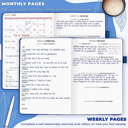 Clever Fox Self-Care Journal – Daily Reflection Notebook – Mental Health & Personal Development Planner, Meditation & Mood Log, A5 (Mystic Blue)