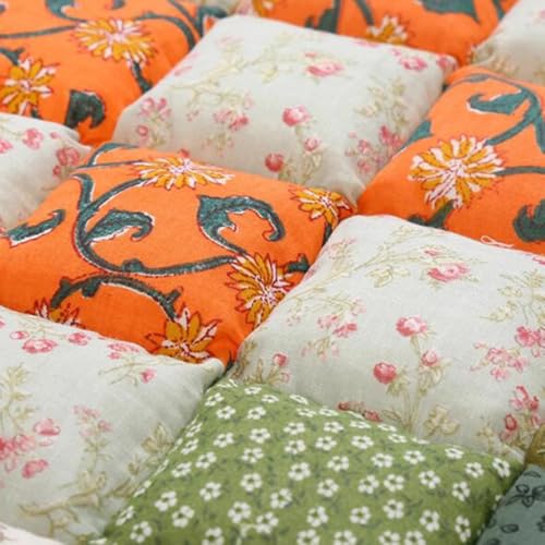 Rural Style Meditation Floor Pillow, Square Large Pillows Seating for Adults, Tatami Living Room Seat Cushion,50X50CM(Green #1)