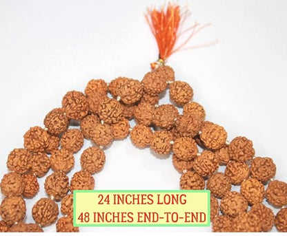 IS4A Nepali 5 Mukhi Rudraksha Mala (108+1 Beads) with Authentication Certificate | Natural Brown Round Beads | Japa & Wearing Mala | 9.6 mm Approx, 55g | Spiritual Meditation Necklace