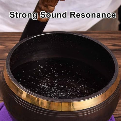 Authentic Tibetan Singing Bowl Set, with Cushion Mallet Handmade Meditation, Meditation Accessories, for Yoga, Chakra Healing, Stress Relief(4.7in/12cm)