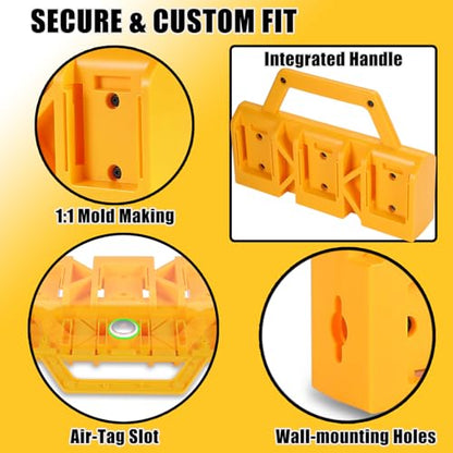 2-IN-1 Battery Holder & Wall Mount Organizer for De.Walt 20V/60V MAX & FLEXVOLT Batteries, 6-Slot Portable De.Walt Battery Caddy Storage Case with Handle for Jobsite, Garage, Workshop, Van, Truck