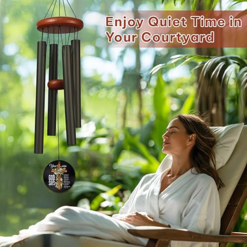 Personalized Christian Inspirational Wind Chime – “You are — God Says” Faith Cross Message – Encouraging Outdoor Wind Chimes for Prayer Garden & Home – Religious Gift for Comfort, Reflection - size: GodSayWC 1