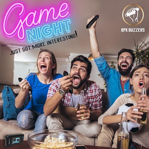 Digital Energy Wireless Handheld Game Buzzer System - Console Displays First Buzz-in - Great for Jeopardy, Family Feud, Trivia and Buzz Games - 8 Joystick Buzzers - size: 8 Player