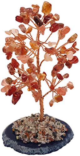 Mina Heal Crystal Gem Money Tree for Chakra Healing Feng Shui Meditation Good Luck Wealth & Prosperity - color: Agate(orange)