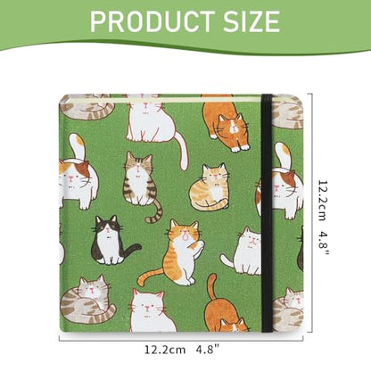 Mifuner Small Square 4.8x4.8 80gsm Mini Notebooks Blank Pages Sketchbooks Travel Journal Pocket Hardcover Paint Writing Notebook Blank Diary Memo Planner Sketchbook Fabric Cover, Cat - color: Cloth-Cat
