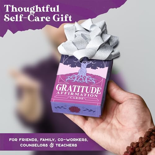 PURPLE CANYON Gratitude Cards | Positive Affirmations for Daily Reflection | Mindfulness Cards for Self Care | 52 Card Deck in Shades of Purple - style: Gratitude Affirmation Cards