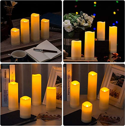 YOROXRG 12 Pack Flameless Candles Battery Operated Waterproof Led Candles (D:2.2" X H:4" 5" 6" 7") Candles with 2 Remotes Contro for Wedding, Party, Birthday - color: 12Pack-Iovry
