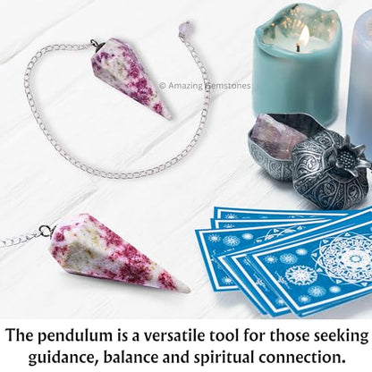 Amazing Gemstone Cinnabarite Crystal Pendulum for Divination - Certified Dowsing Crystals and Healing Stones for Chakra Balancing and Meditation - Enhance Reiki Spiritual Growth with Healing Crystals - color: Cinnabarite