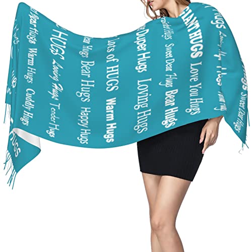 Hugs Shawl Gift For Friends And Family With Inspirational Messages Pashmina Positive Energy,Compassion,Serenity Wraps - color: Ynd04