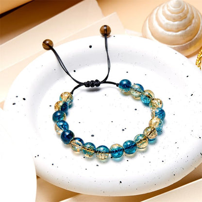 LANG XUAN Beaded Stretch Bracelets for Women Men Healing Crystal Stone Bracelet Bead Adjustable Unisex Gemstones Bracelets 10MM Weave Jewelry Gifts - color: 2pcs Yellow blue