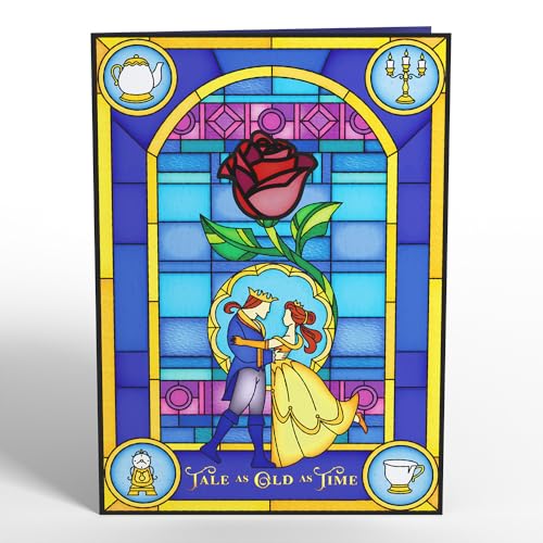 Lovepop Everyday Disney's Beauty and The Beast Suncatcher Card for Her and Him - 3D Greeting Cards for Men, Women - Tale as Old as Time - 5" x 7" Card - Blank Notecard & Envelope Included - color: Disney's Beauty and The Beast Tale as Old as Time Suncatch