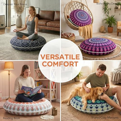 Codi 32 Inch Round Floor Pillow, Large Meditation Pouf Cushion , Memory Foam Stuffer Circle Throw Pillows - (Purple Orchid, 1 Count (Pack of 1))