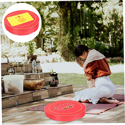 Happyyami Lotus Printing Meditation Seat Mat Yoga Cushion for Meditation and Worship - color: Red