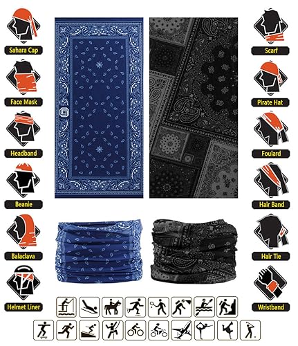 Headband Neck Gaiter Head Wrap Headwear Face Mask Magic Scarf Bandana for Men and Women - color: 9pc.dimgray Series