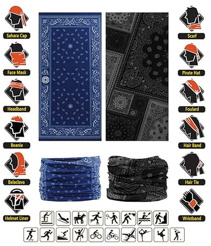 Headband Neck Gaiter Head Wrap Headwear Face Mask Magic Scarf Bandana for Men and Women - color: 9pc.dimgray Series