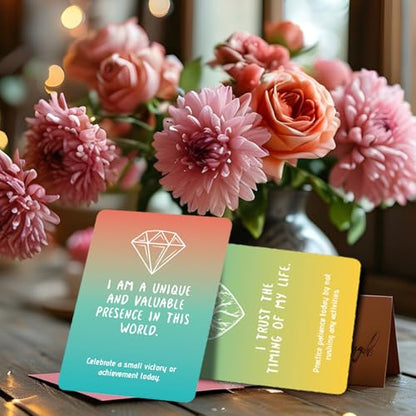 Mindfulness Cards, 50-Piece Cards, Paper Motivational Card with Gradient Design for Self-Reflection, Personal Growth, Team Motivation, Teens, Adults