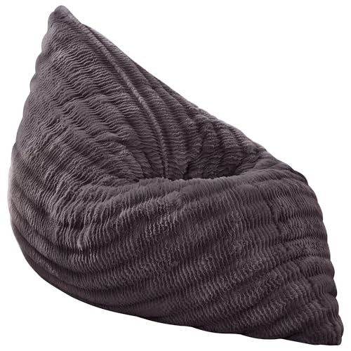 Hobestluk 3 in 1 Bean Bag Chair Giant Bean Bag Chairs for Adults with Ripple Cover Convertible Bean Bag Floor Cushion with Machine Washable Cover for Living Room (Ripple Dark Grey) - color: Dark Slate Grey
