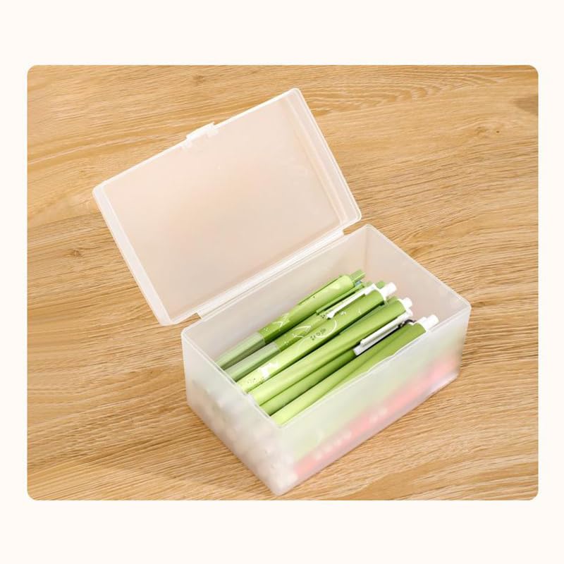 Frosted Storage Box with Lid Card Drawer Storage Box Organizer-Medium - size: Medium