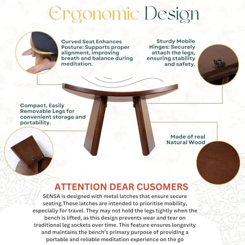 Ergonomic Wooden Meditation Bench, Portable Yoga Auxiliary Stool, for Yoga, Prayer, Travel, Mindfulness, Zen Practice(Medium) - size: Medium