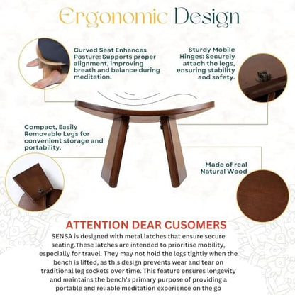 Ergonomic Wooden Meditation Bench, Portable Yoga Auxiliary Stool, for Yoga, Prayer, Travel, Mindfulness, Zen Practice(Medium) - size: Medium