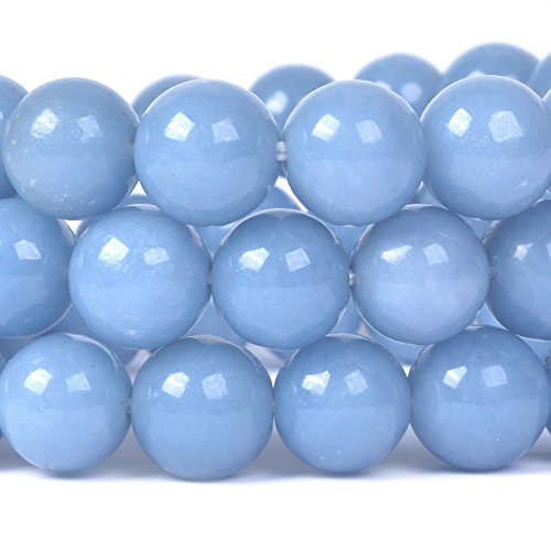 Justinstones Gemstone Crystals Chakra Beads Bracelet Crystal Healing 10mm Round Stretchable Bracelet for Her Gift - color: Angelite