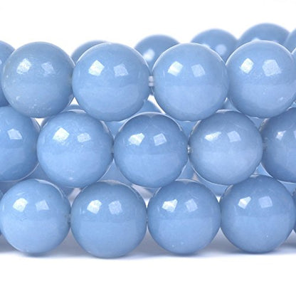 Justinstones Gemstone Crystals Chakra Beads Bracelet Crystal Healing 10mm Round Stretchable Bracelet for Her Gift - color: Angelite