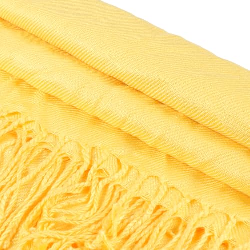 TZ Promise Women Pashmina Shawls and Wraps for Evening Dresses,Soft Large Long Scarf for Wedding,Bride Bridesmaid Gifts - color: Yellow