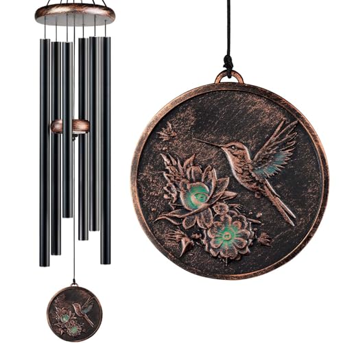Large Wind Chimes for Outside, 48" Vintage Hummingbird Deep Tone Wind Chime Outdoor Clearance with Heavy Tubes, Patio Porch Balcony Decoration, Garden Hanging Decor Gifts for Women Men - size: 48" Hummingbird