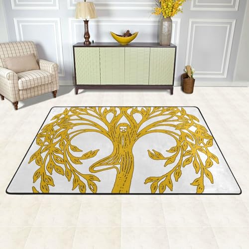 Yoga Life Tree Super Soft Flannel Area Rug - Multi-Use Floor Mat for Bedroom, Yoga Corner & Play Spaces