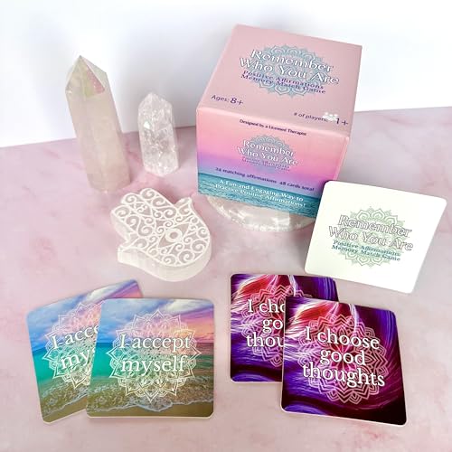 Positive Affirmations Memory Matching Game REMEMBER WHO YOU ARE, Therapy Games for School Counselors and Therapists, Positive Affirmation Cards Game for Adolescents, Teens and Adults