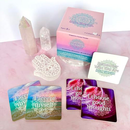 Positive Affirmations Memory Matching Game REMEMBER WHO YOU ARE, Therapy Games for School Counselors and Therapists, Positive Affirmation Cards Game for Adolescents, Teens and Adults