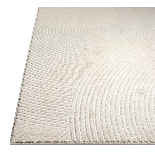 Abani Neutral Beige Area Rug | 4' x 6' Tan Geometric Carpet with Zen Circle Pattern | Rugs for Living Room, Bedroom, Office - color: Beige, size: 4' x 6' (Rectangular)