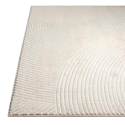 Abani Neutral Beige Area Rug | 4' x 6' Tan Geometric Carpet with Zen Circle Pattern | Rugs for Living Room, Bedroom, Office - color: Beige, size: 4' x 6' (Rectangular)