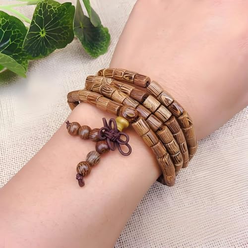 Zen Dear Unisex Natural Wenge Wood Mala Prayer Beads Necklace Bracelet Beads Meditation Buddhist Japa Rosary Mala Bead Yoga - style: 8mm 108 barrel beads