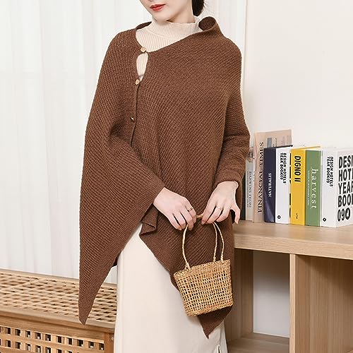 Shawl Wraps Women Fashion Knitted Shawls and Wraps Cardigan Cape Crochet Winter Shoulder Top Sweater Shawl Scarf - color: A Dark Coffee