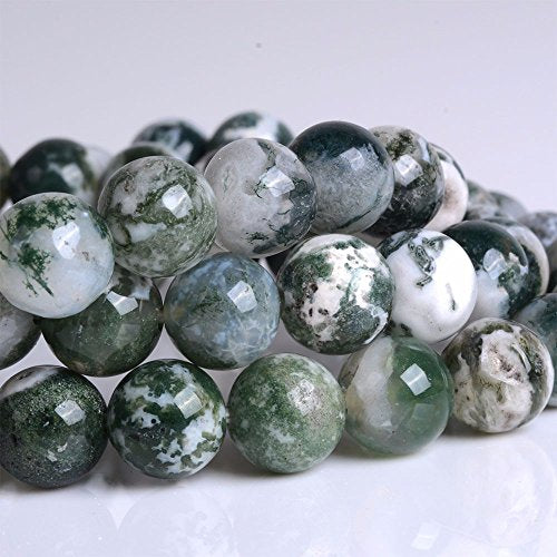 Justinstones Gem Semi Precious Gemstone 8mm Round Beads Stretch Bracelet 7 Inch Unisex - color: Tree Agate