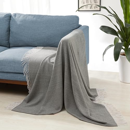 Amazon Basics Cozy Room Décor Throw Blanket, Lightweight, Recycled Polyester, Dark Gray and Light Gray Herringbone, 50"x 60" - color: Dark Gray and Light Gray Herringbone, style: Woven