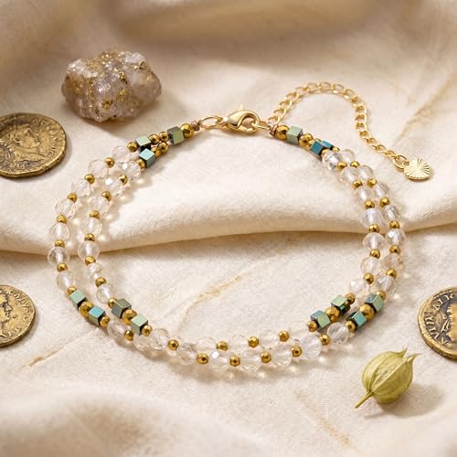 Farfume Beaded Bracelets for Women, Chakra Crystal 4mm Beads Gemstone Natural Stone Bead Spiritual Jewelry Gifts for Women - color: Yellow Citrine-Positivity