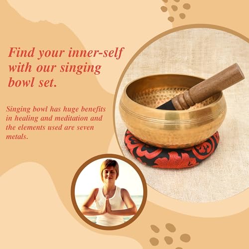 Tibetan Singing Bowl Set-Authentic Cuencos Tibetanos for Sound Healing, Meditation & Chakra Balancing - Includes Cushion, Mallet-Unique Spiritual Gifts for Women and Men (6.3 Inch Bowl) - size: 6.3 Inch Bowl