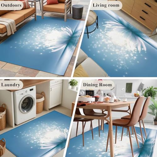 3x5ft Rectangle Rug,Meditation Lotus Flower Washable Area Rugs Non-Slip Accent Rug Asian Zen Spiritual Soft Circle Carpet for Living Room Bedroom Home Office Decor - size: 36x60in