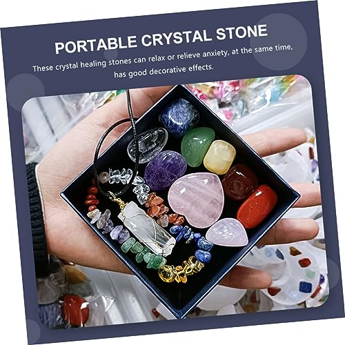 1Set Delicate Meditation Stones Chakra Healing Crystals Present Box for Yoga and Spa Decor Decorative Energy Stones for Relief and Feng Shui