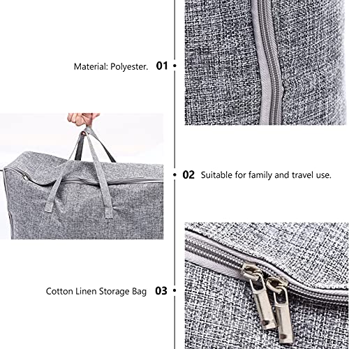 Large Capacity Cotton Storage Bag Linen Bag for Outdoor Travel Easy Zipper