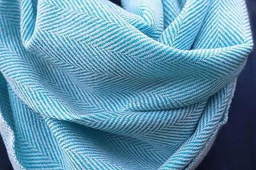 Handwoven Shawl Wraps Large Stole 8 ply Exclusive Premium Quality Wool Handmade in Nepal Pashmina Scarfs for Women And Men - color: Turquoise