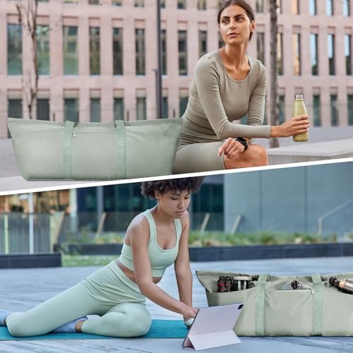 Large Yoga Mat Bag with Shoes Compartment and Wet Pocket Ladies Pilates Gym Tote Bag with Yoga Mat Holder Strap for Women Men Workout Carrier Stuff Accessories - color: Green
