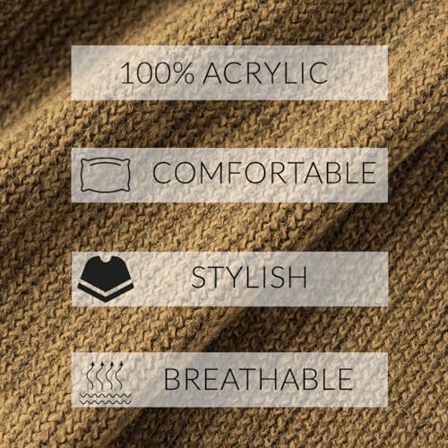 Ferand Shawl Wraps for Women, Cozy Lightweight Poncho Cape with Pockets, Warm for Fall Winter Travel - color: Camel