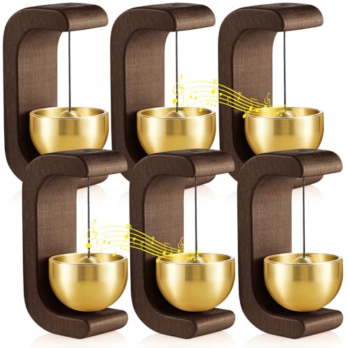 Zonon 6 Pcs Magnetic Wooden Wind Chime Doorbell Decoration Shopkeepers Bell for Door Opening C Shape for Housewarming Gift Refrigerator Room Garden Restaurant (Black Walnut) - color: Black Walnut